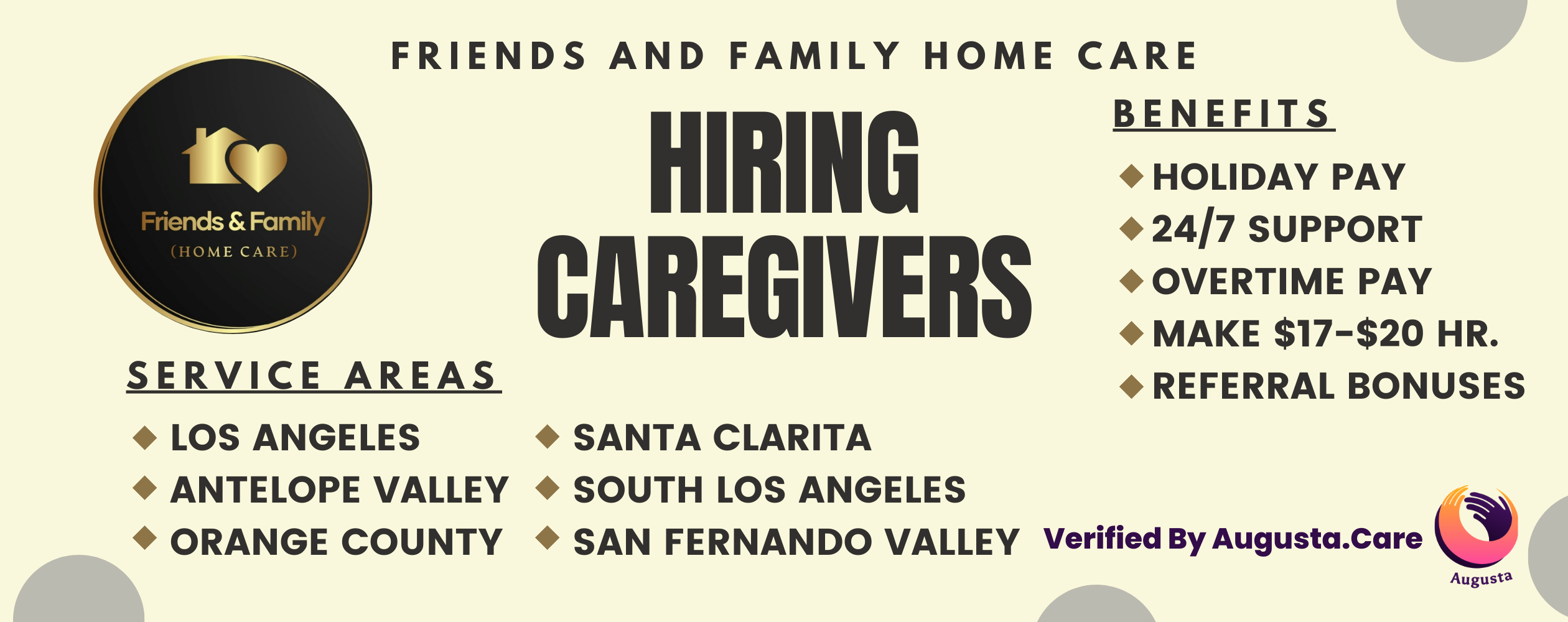 Senior Home Care Job in , CA Friends and Family Home Care Palmdale